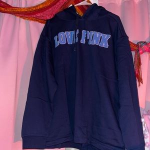 navy blue love pink hoodie bnwt